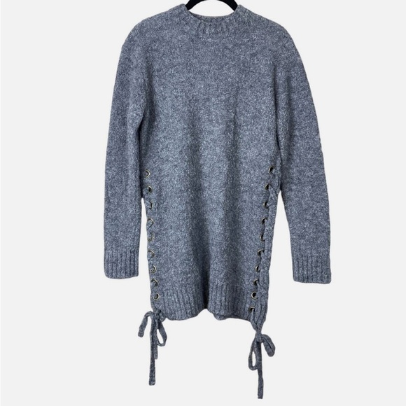 Lovers + Friends | Gray Sweater Dress Lace-up Side Ties - Picture 4 of 9